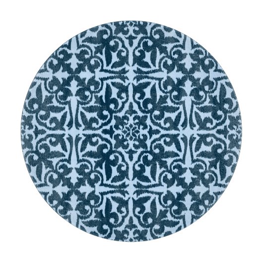 Ikat-Damasmuster - Dunkle Indizierung und hellblau Schneidebrett (Vorderseite)