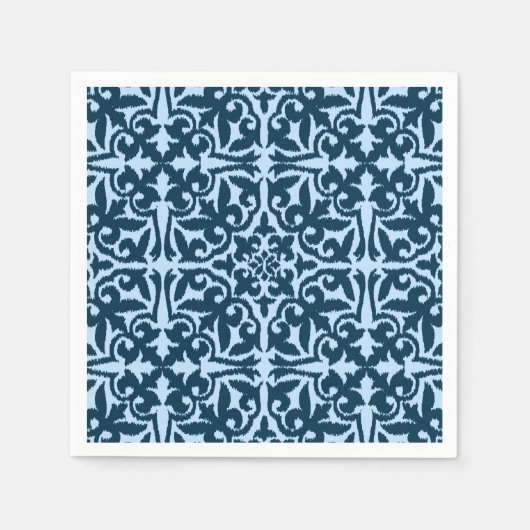 Ikat-Damasmuster - Dunkle Indizierung und hellblau Serviette (Vorderseite)