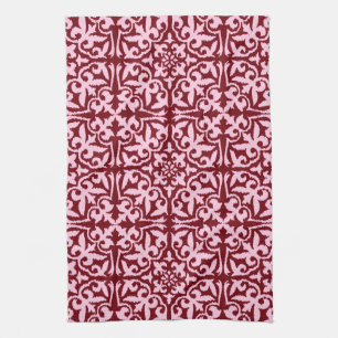 Ikat-Damast-Muster - Burgund und Rosa Handtuch