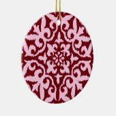 Ikat-Damast-Muster - Burgund und Rosa Keramikornament (Rechts)