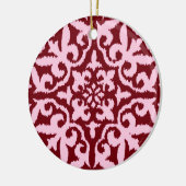 Ikat-Damast-Muster - Burgund und Rosa Keramikornament (Links)
