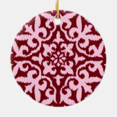 Ikat-Damast-Muster - Burgund und Rosa Keramikornament (Hinten)