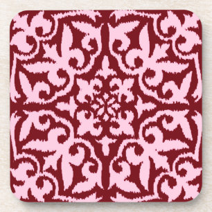 Ikat-Damast-Muster - Burgund und Rosa Untersetzer