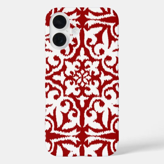 Ikat-Damast-Muster - Dunkelrot und Weiß Case-Mate iPhone Hülle (Rückseite)