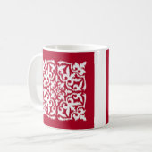 Ikat-Damast-Muster - dunkelrot und weiß Kaffeetasse (Vorderseite Links)
