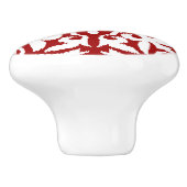 Ikat-Damast-Muster - dunkelrot und weiß Keramikknauf (Seitenansicht)