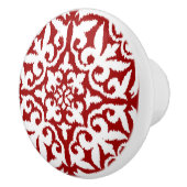Ikat-Damast-Muster - dunkelrot und weiß Keramikknauf (Rechts)