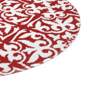 Ikat-Damast-Muster - Dunkelrot und Weiß Schneidebrett (Ecke)