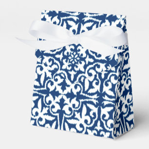 Ikat-Damast-Muster - Kobalt Blau und Weiß Geschenkschachtel