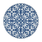 Ikat-Damast-Muster - Kobalt Blau und Weiß Schneidebrett (Vorderseite)