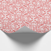 Ikat-Damast-Muster - Korallenrosa und Weiß Geschenkpapier (Ecke)