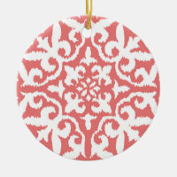 Ikat-Damast-Muster - Korallenrosa und Weiß