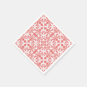 Ikat-Damast-Muster - Korallenrosa und Weiß Serviette (Ecke)