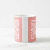 Ikat-Damast-Muster - pfirsiche Farbe pink und weiß Kaffeetasse (Mittel)
