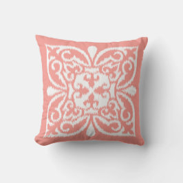 Ikat-Damast-Muster - pfirsiche Farbe pink und weiß Kissen
