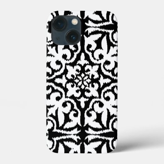 Ikat-Damast-Muster - Schwarz und Weiß Case-Mate iPhone Hülle (Rückseite)