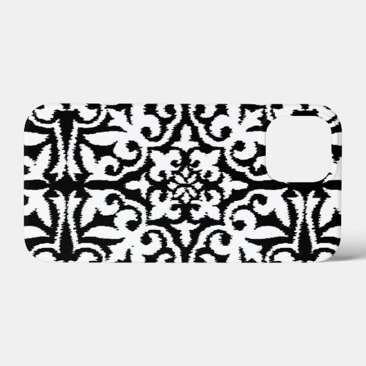 Ikat-Damast-Muster - Schwarz und Weiß Case-Mate iPhone Hülle (Rückseite (Horizontal))