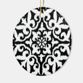 Ikat-Damast-Muster - Schwarz und Weiß Keramikornament (Links)