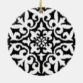 Ikat-Damast-Muster - Schwarz und Weiß Keramikornament (Hinten)