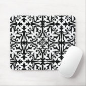 Ikat-Damast-Muster - Schwarz und Weiß Mousepad (Mit Mouse)