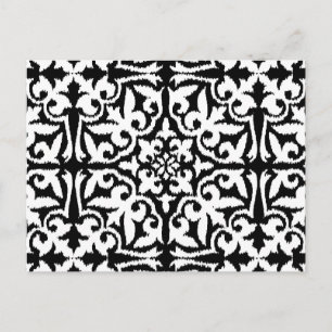 Ikat-Damast-Muster - Schwarz und Weiß Postkarte