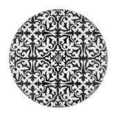 Ikat-Damast-Muster - Schwarz und Weiß Schneidebrett (Vorderseite)