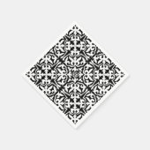 Ikat-Damast-Muster - Schwarz und Weiß Serviette (Ecke)
