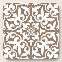 Ikat-Damast-Muster - Taupe Tan und White