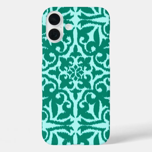 Ikat-Damast-Muster - Türkis und Aqua Case-Mate iPhone Hülle (Rückseite)