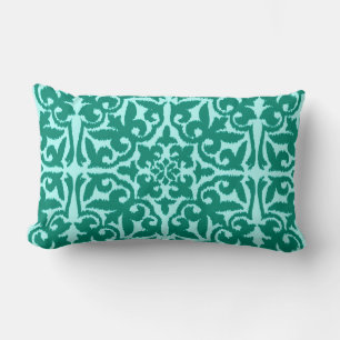 Ikat-Damast-Muster - Türkis und Aqua Lendenkissen