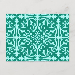 Ikat-Damast-Muster - Türkis und Aqua Postkarte
