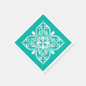 Ikat-Damast-Muster - Türkis und Weiß Serviette (Ecke)
