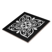 Ikat-Damast-Muster - weiß und schwarz Fliese (Seite)