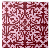 Ikat Damastmuster - Burgunder und Rosa Fliese (Vorderseite)