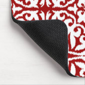 Ikat Damastmuster - dunkelrot und weiß Mousepad (Ecke)