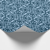 Ikat Damastmuster - dunkles Indigo und hellblau Geschenkpapier (Ecke)
