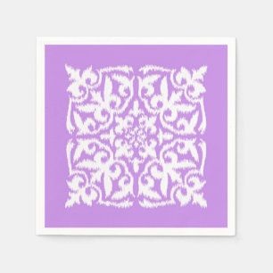 Ikat-Damastmuster - Lavendel und Weiß Serviette