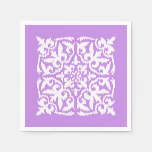 Ikat-Damastmuster - Lavendel und Weiß Serviette (Vorderseite)