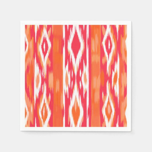 Ikat Design Paper Napkins Orange und Pink Serviette (Vorderseite)