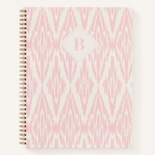 Ikat Diamond Muster in Pastellrosa Monogramm Notizblock (Vorderseite)
