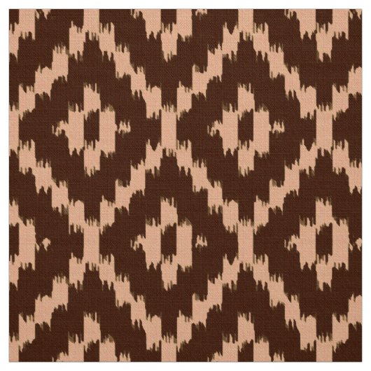 Ikat Diamond Pattern - Schokolade und blasses Pfir Stoff (Muster)
