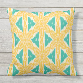 Ikat Druck-Gelb und aquamarines Kissen