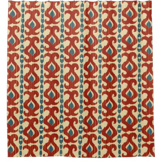 Ikat Elegance: Nahtloses Muster. Duschvorhang (Vorderseite)