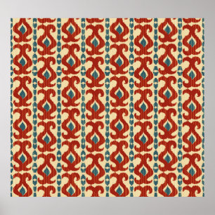 Ikat Elegance: Nahtloses Muster. Poster