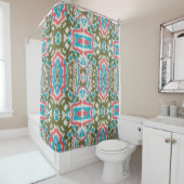 Ikat Ethnic: Abstraktes Shaman-Muster Duschvorhang (Beispiel)