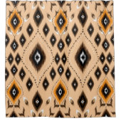 Ikat Ethnic Geometric Folklore Muster Duschvorhang (Vorderseite)