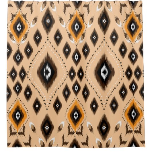 Ikat Ethnic Geometric Folklore Muster Duschvorhang (Vorderseite)