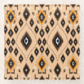 Ikat Ethnic Geometric Folklore Muster Glasuntersetzer (Vorderseite)