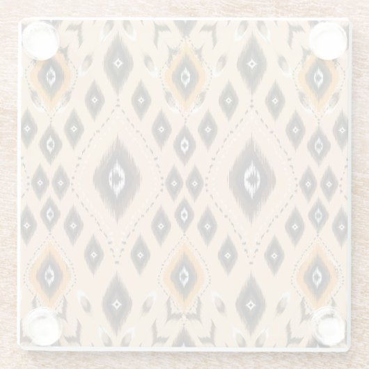 Ikat Ethnic Geometric Folklore Muster Glasuntersetzer (Rückseite)