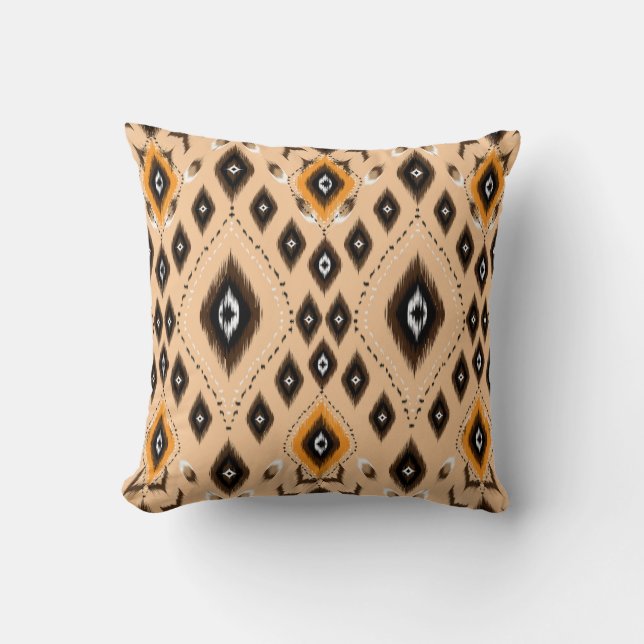 Ikat Ethnic Geometric Folklore Muster Kissen (Vorderseite)